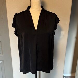 Nine West Black V-Neck Flutter Sleeve Top